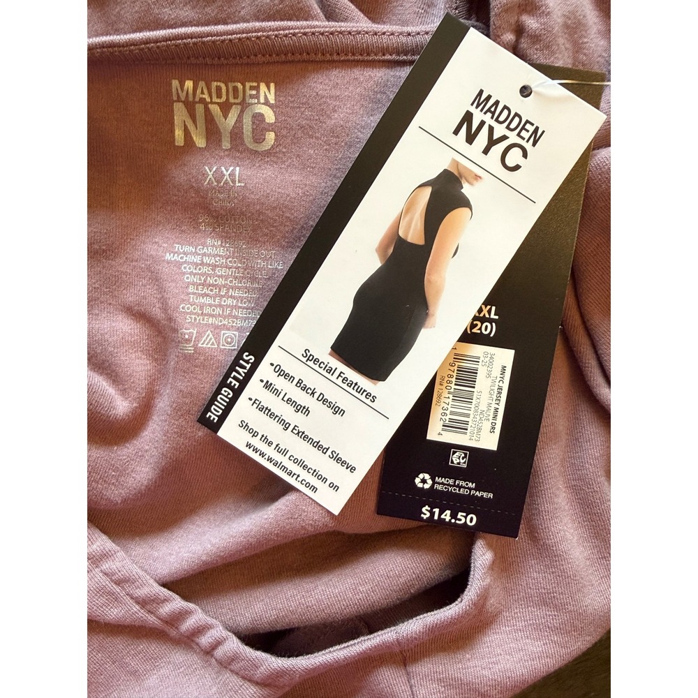 Madden NYC Womens Twilight Mauve Open Back Mock Neck Mini Dress XXL - Picture 5 of 5